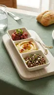 3-Partitioned Ceramic Sauce Bowl - 1