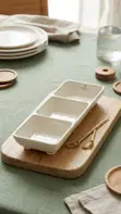 3-Partitioned Ceramic Sauce Bowl - 2
