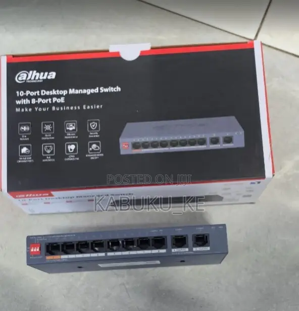 Dahua 10-Port PoE Switch (8x 100Mbps + 2x Gigabit Uplink) - 1