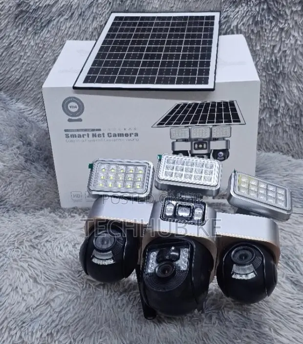 V380 4G 3-Lens Wireless Solar PTZ Camera with Battery - 1