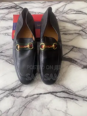 Authentic Gucci Black Leather Men's Flats Shoes