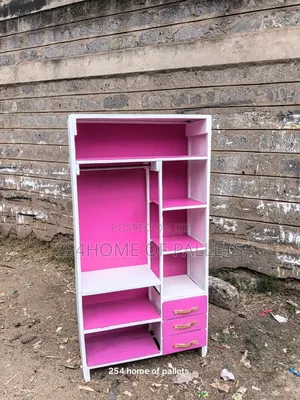 Spaced Wardrobe - 90x180cm - Pink & White