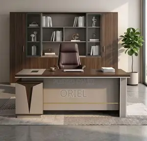 Executive L-Shaped Office Desk - Brown