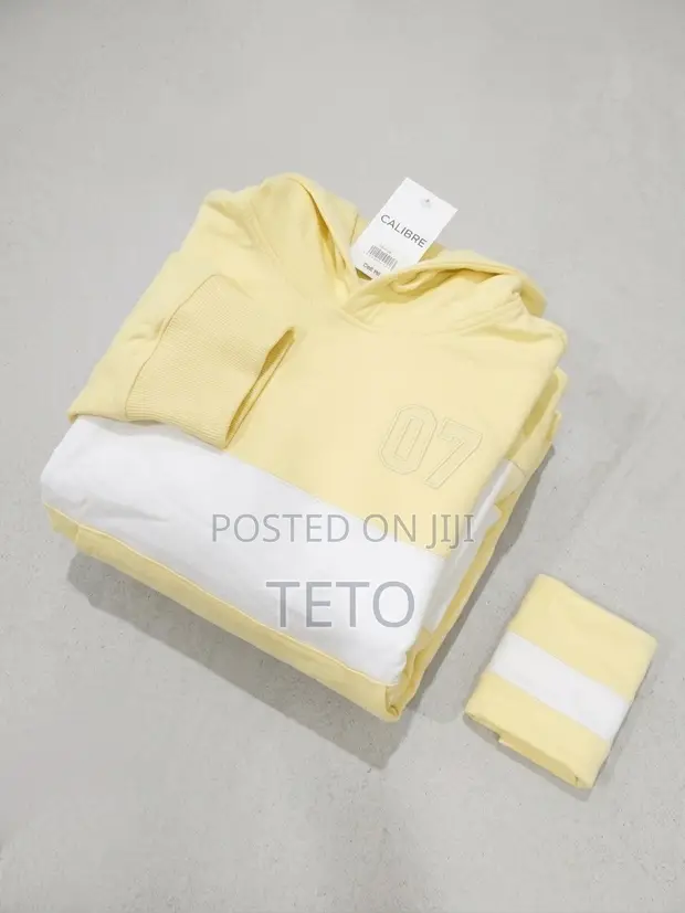 Calibre Yellow and White Color-Block Numeric 07 Hoodie - 1