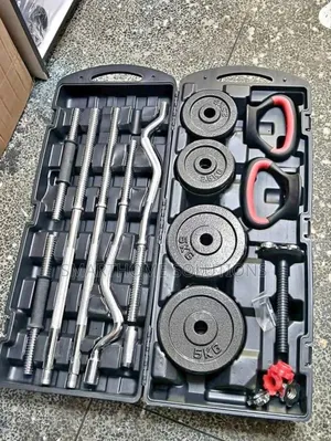 Seti ya Dumbbell na Barbell Zinazoweza Kurekebishwa 58kg na Sanduku
