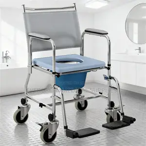 Commode Chair with Backrest & Footrest