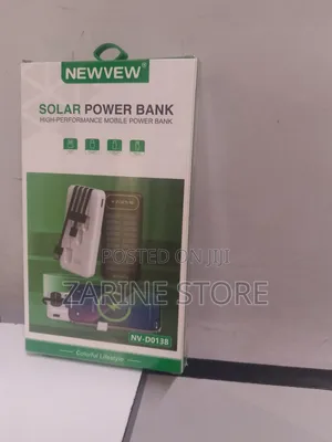 Newvew 10000mAh Power Bank ya Solar & AC na Cables