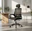 Adjustable Mesh Headrest Office Chair - Black - 3