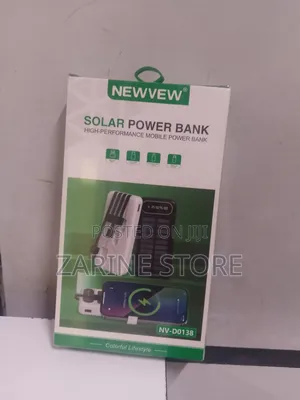 Newvew 10000mAh Power Bank ya Solar/Umeme na Cables za Fast Charging