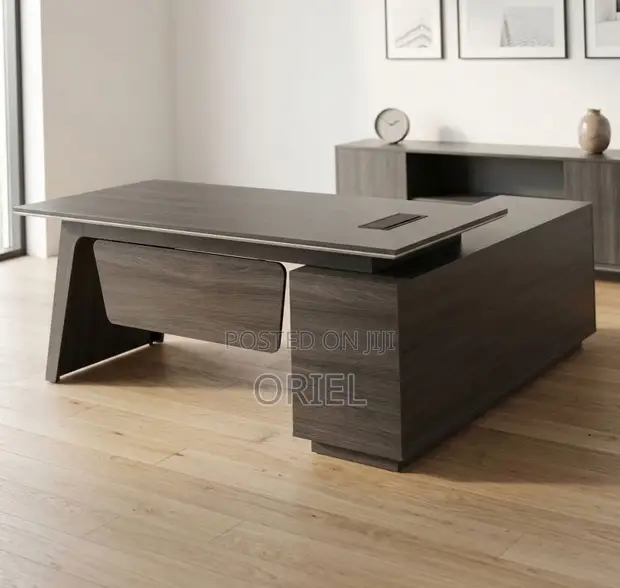 1.8M L-Shape Office Desk - Brown - 1