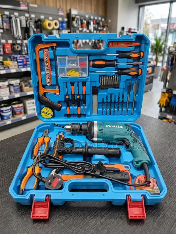 Makita 710W Impact Drill and 117-Piece Tool Set - 1