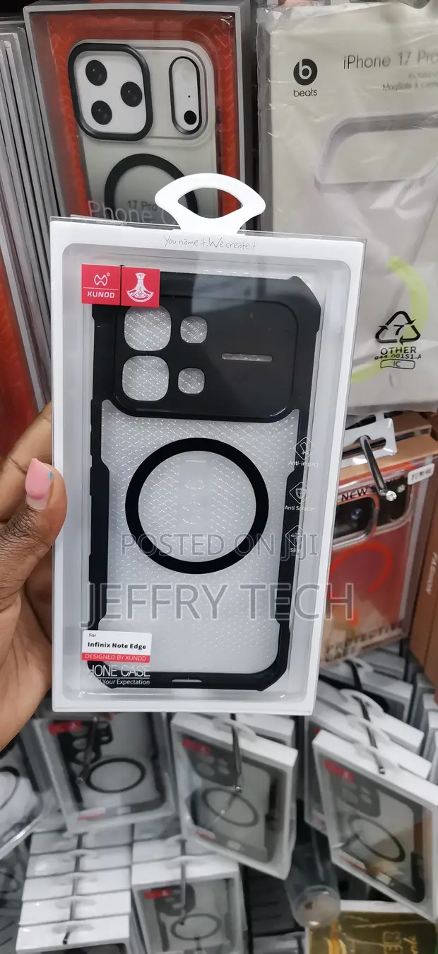 Xundd Case ya Infinix Note Edge - Nyeupe na Bampa Nyeusi - 1
