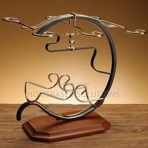 Golden Deer Wine Rack - 1 Bottle, 6 Glasses - 1