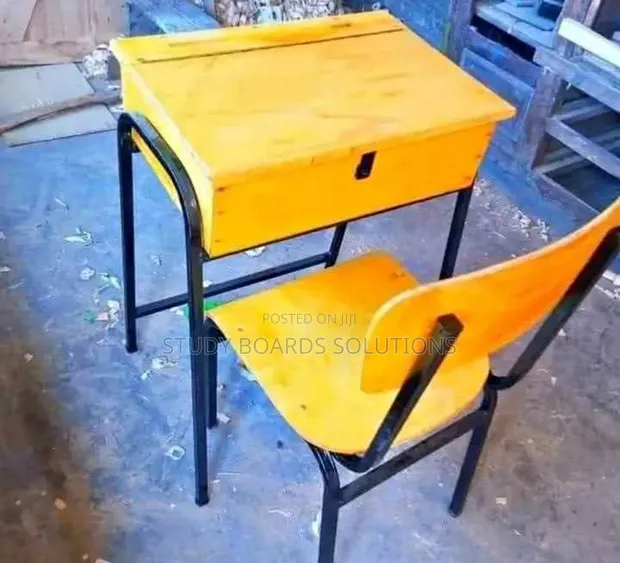 Durable Metal and Wood Locker and Chair Set for Schools - 1
