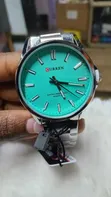 Curren C9090 Silver Strap Green Dial Watch - 1