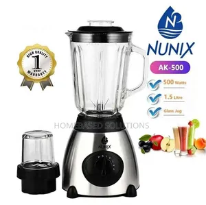 Nunix AK-500 Blender 2-in-1 na Kikombe cha Kioo - 1.5L