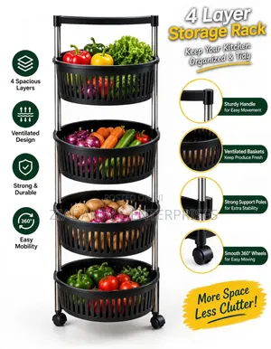 4-Tier Plastic Fruit Rack