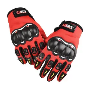 Full Finger Motorcycle Gloves with Hard Knuckle Protection (Red)