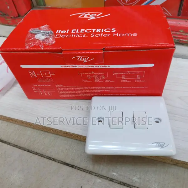 White Itel 2-Gang Double Light Switch - 1