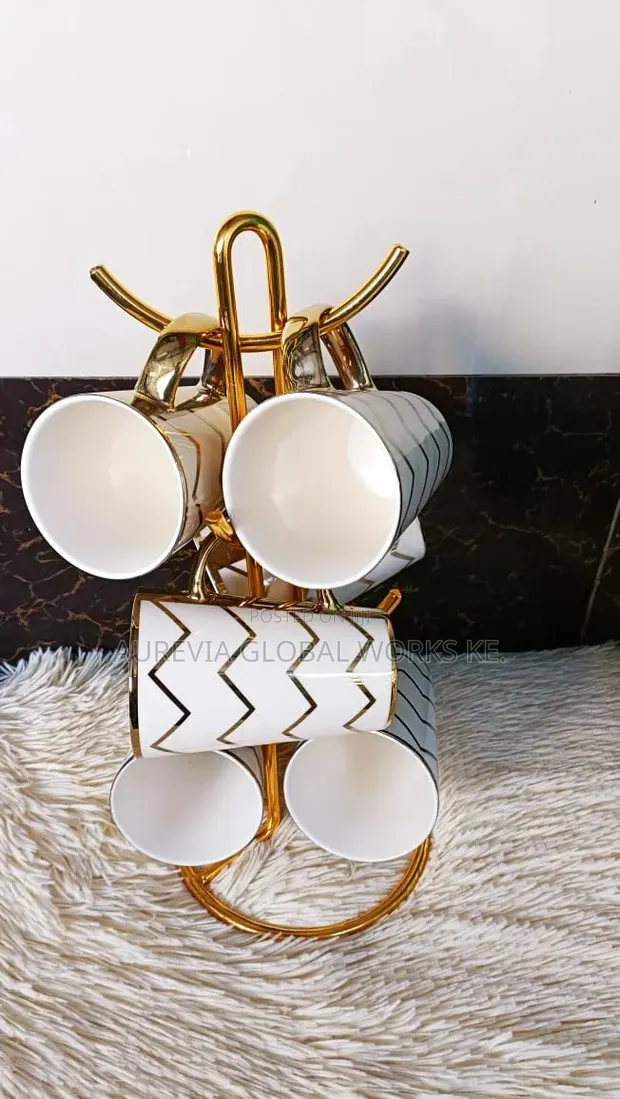 Elegant Gold Zig Zag Tree Cups/Mugs - 1