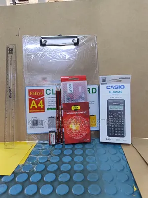 Mathematics Set: Clipboard, Calculator, Ruler, Geometry Set, 2 Pencils & Rubber