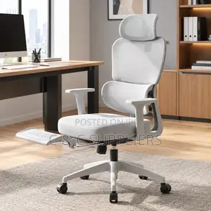 White Swivel Orthopedic Chair with Footrest