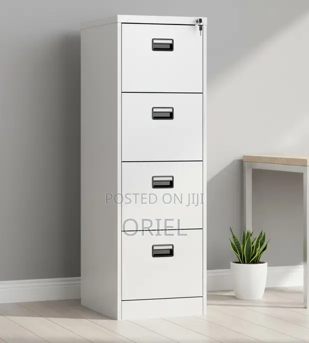 Vertical 4-Drawer Metal Filing Cabinet - White - 1