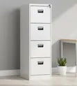 Vertical 4-Drawer Metal Filing Cabinet - White - 1