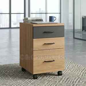 3-Drawer Brown Pedestal Cabinet