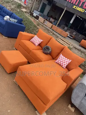 Bright Orange Five-Seater Cozy Corner Sofa