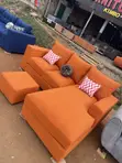 Bright Orange Five-Seater Cozy Corner Sofa - 1