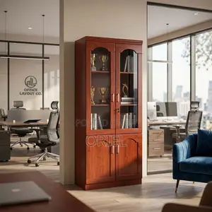 Executive Wooden Storage Cabinet - 4 Shelves, Lockable
