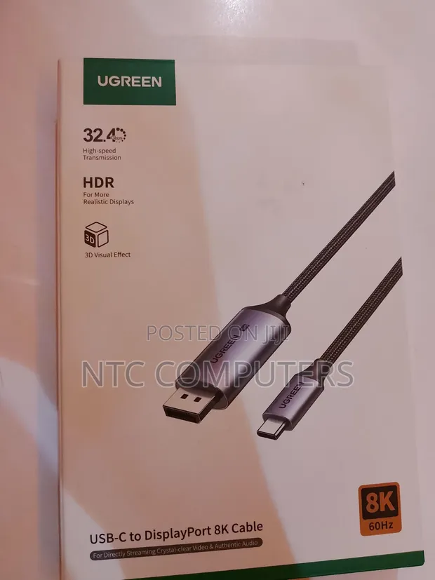 Ugreen DisplayPort hadi Type-C 8K Cable 2m (Nyeusi) - 1