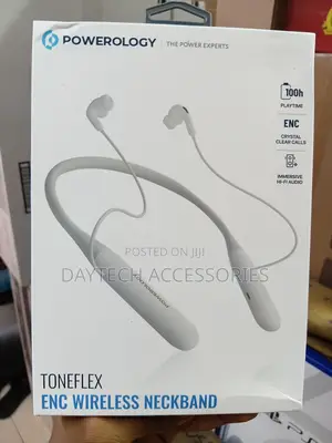 Powerology Toneflex ENC Wireless Bluetooth Neckband Earphones - White