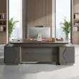 Diamond Quilted Executive Office Desk 2400mm - 3
