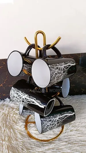 Sleek Modern Black Tree Cups/Mugs