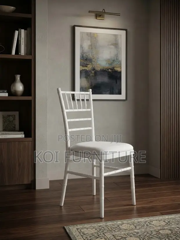 White High Back Stackable Wedding Chairs - 1