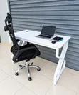 Metallic Desk & Headrest Office Chair Combo - 1