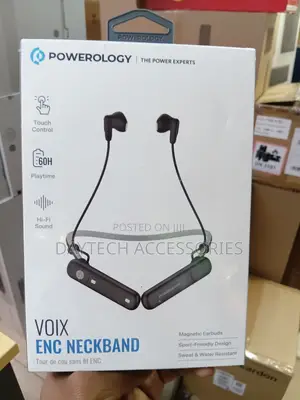Powerology Voix ENC Wireless Neckband Earphones - Nyeusi