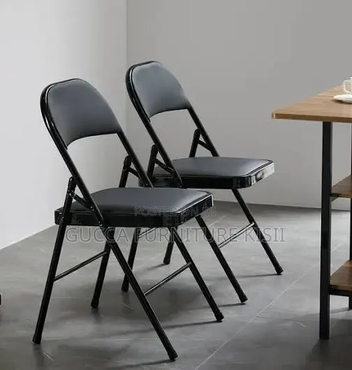 Black Foldable Ergonomic Leather Conference Chair - 1