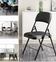 Black Foldable Ergonomic Leather Conference Chair - 3