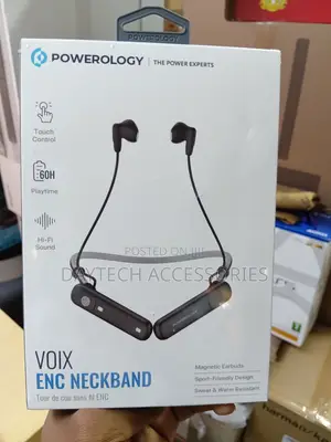 Powerology Voix ENC Neckband Earphones - Saa 60 za Kucheza