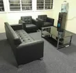 Seti ya Sofa Nyeusi ya Ngozi ya Viti 5 kwa Ofisi ya Mtendaji - 1