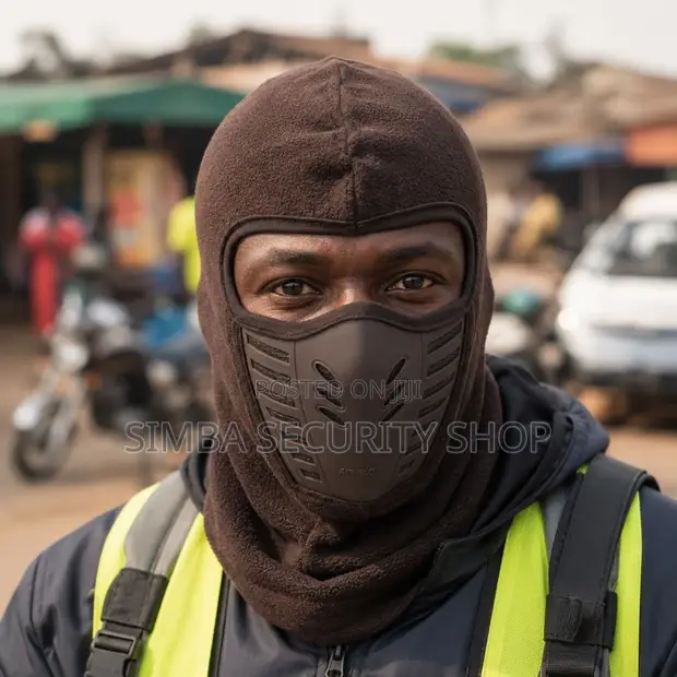 Brown Full Face Balaclava with Air Filter for Motorcycle Riders - 1