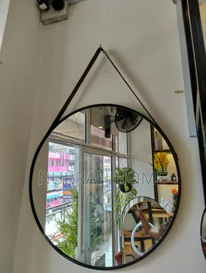Minimalist Nordic Round Decorative Mirror with Leather Strap