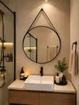 Minimalist Nordic Round Decorative Mirror with Leather Strap - 3