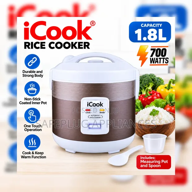 iCook 1.8L Automatic Rice Cooker – 700W - 1