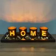 Home-Branded 4pc Set ya Vituo vya Mishumaa vya Kioo na Msingi wa Mbao - 1