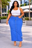 Denim Maxi Skirt with Belt - 2