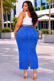 Denim Maxi Skirt with Belt - 3